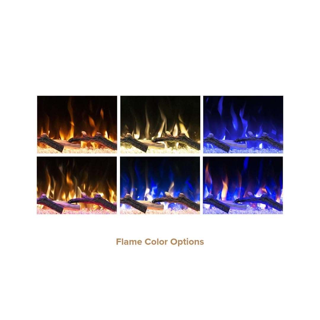 Modern Ember Aerus Skyline 72 Inch Linear Multi-Sided 3D Smart Electric Fireplace - Flame & Ember Bed Color Combinations, Fully or Partially Recessed | Alexa/WiFi Enabled - Remote Included