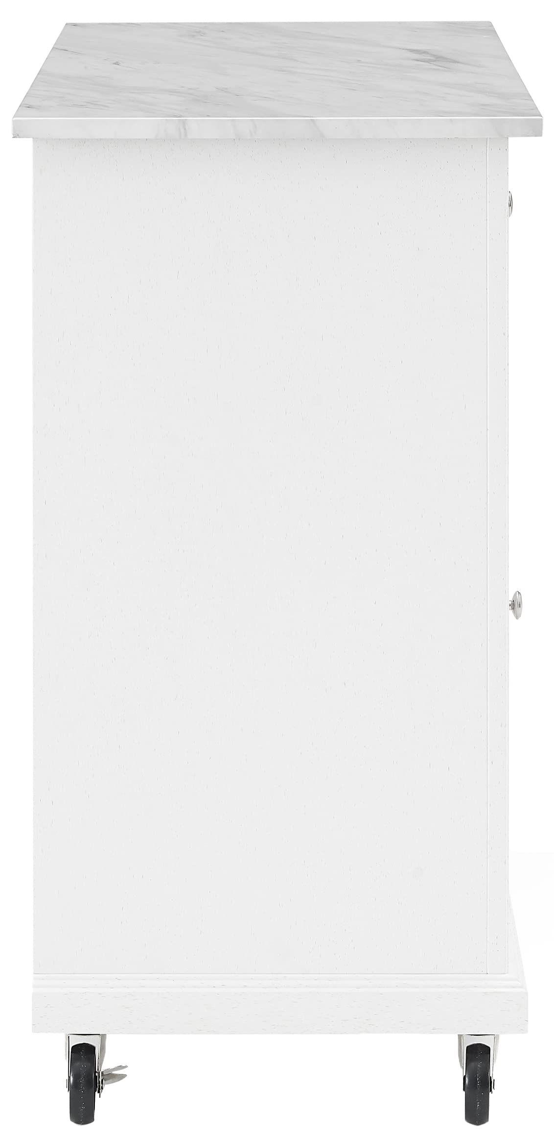 Crosley Furniture Avery Rolling Kitchen Island Storage Cart with Shelves, Microwave Stand, Coffee Bar, Distressed White