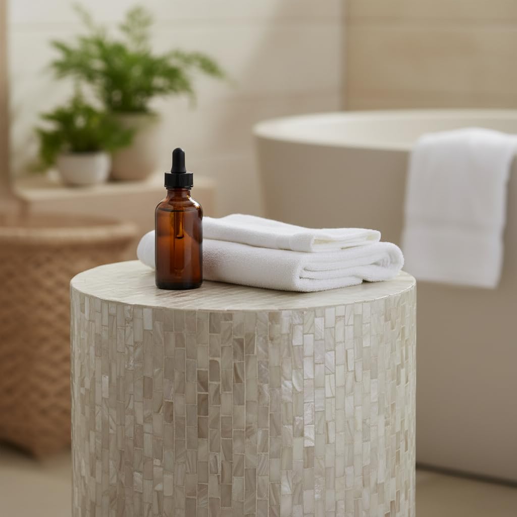 Mother of Pearl Drum Side Table