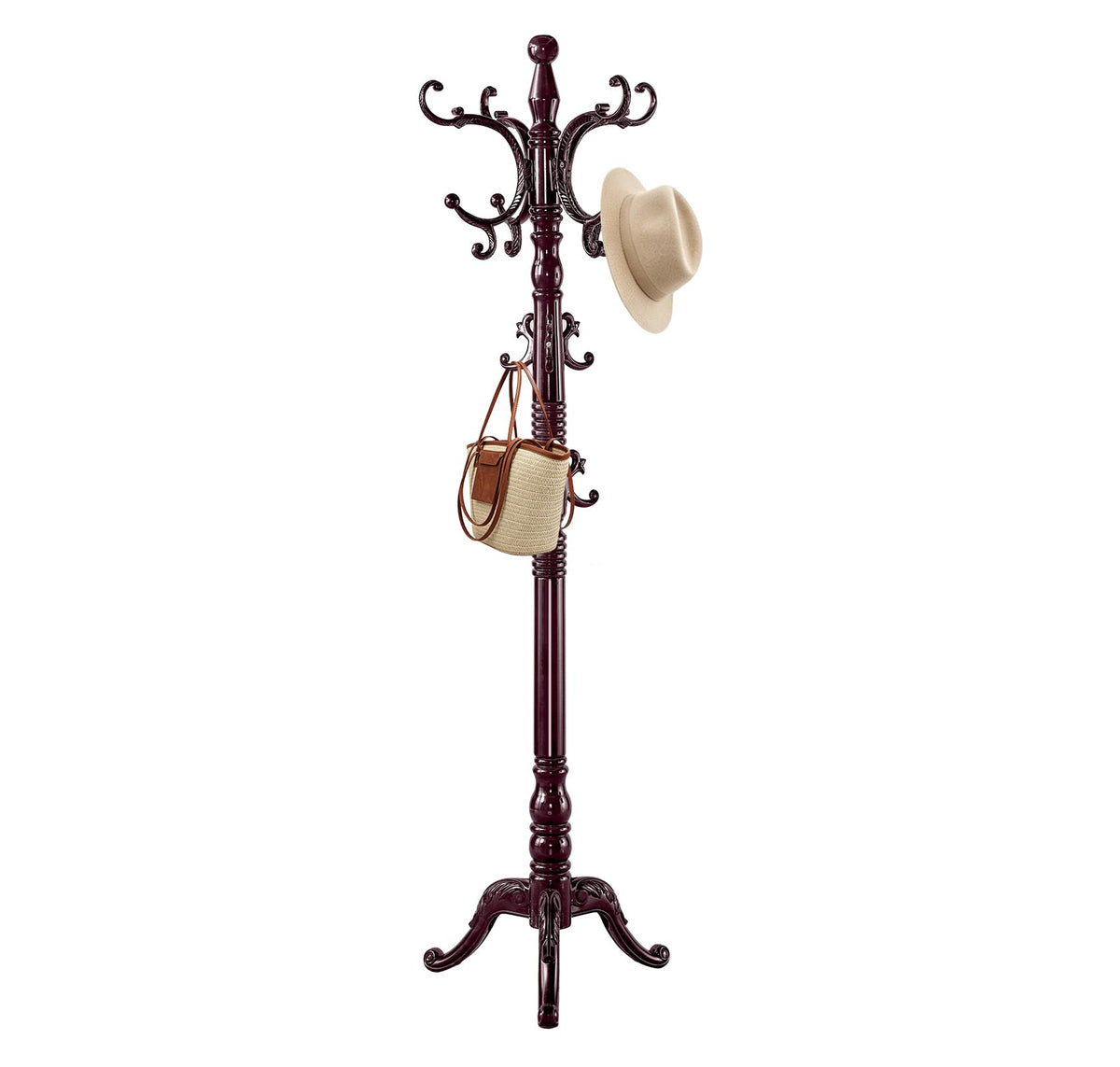 ZLRIAOI Wooden Coat Rack, Vintage Solid Wood Coat Rack Stand with 14 Hooks