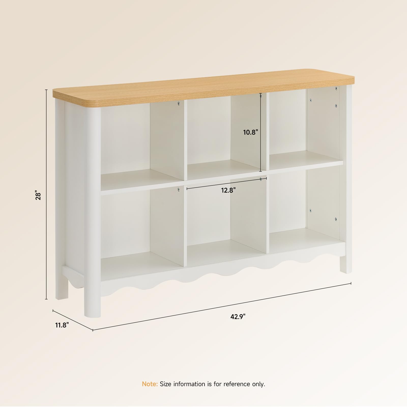 ONBRILL 6 Cube Storage Organizer Shelf, Bookshelf and Toy Storage Organizer for Kids Rooms, Small Book Shelf for Child, Display Cabinet Bookcase for Living Room, Study Room, Office (White and Nature)