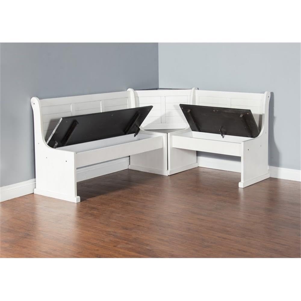 Wood Breakfast Nook Dining Set with Storage Benches
