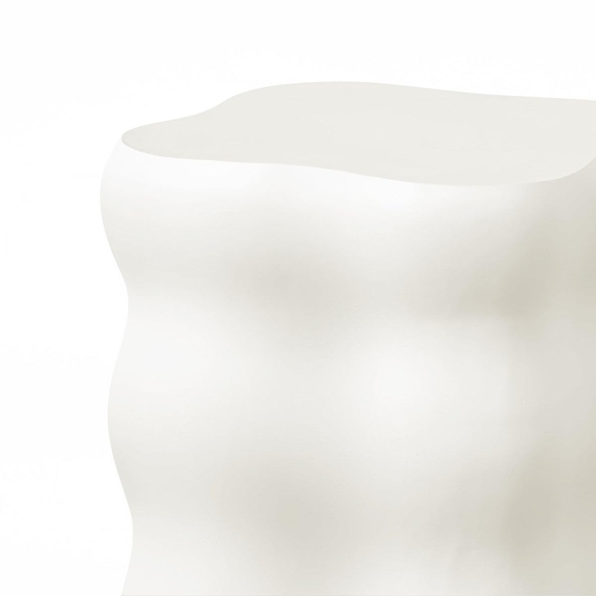 LuxenHome 18" White Concrete Outdoor Side Table, Small End Table for Patio