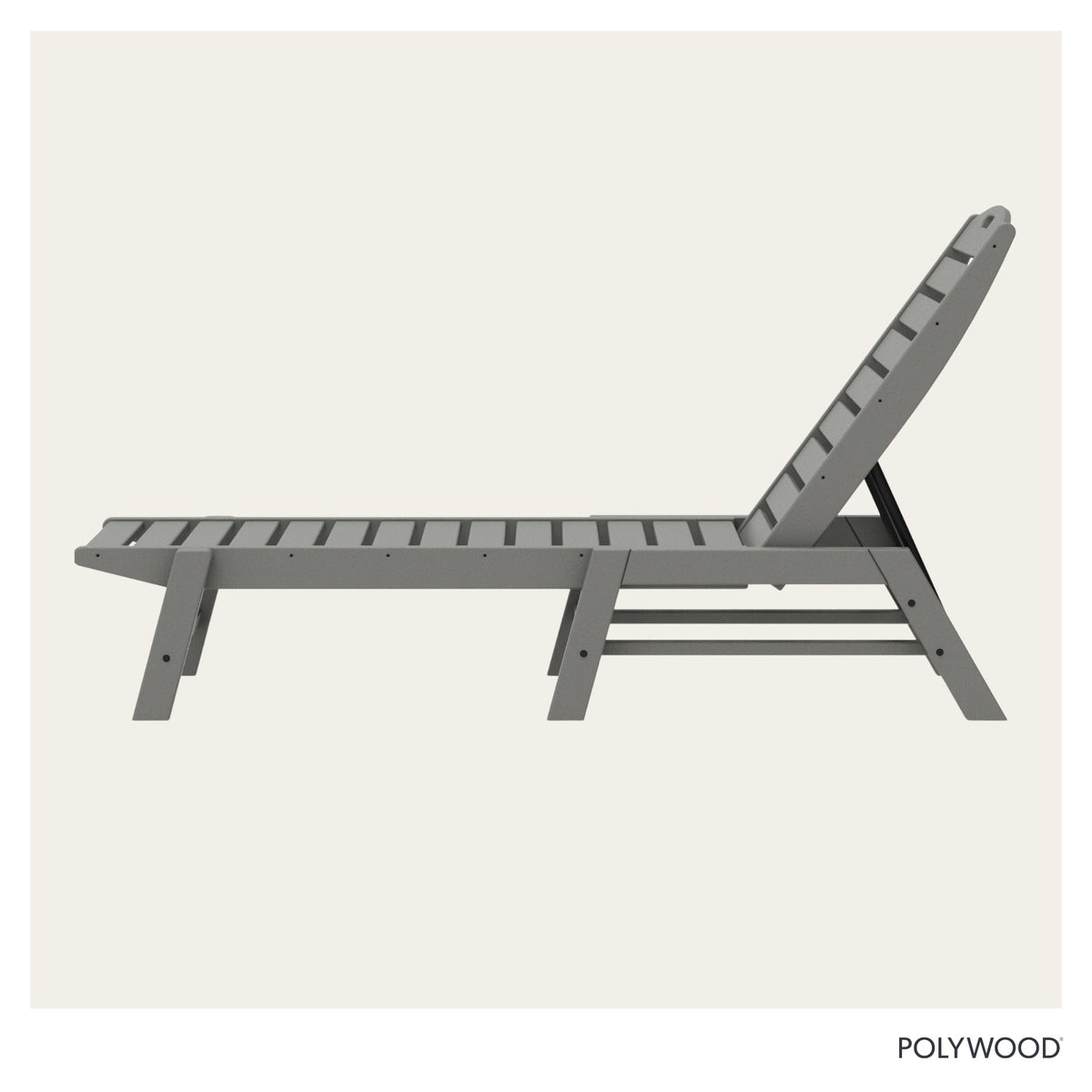 POLYWOOD Nautical Patio Chaise, Slate Grey