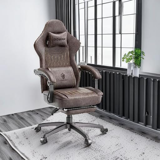 Gaming Chair with Footrest & Massage Lumbar Support