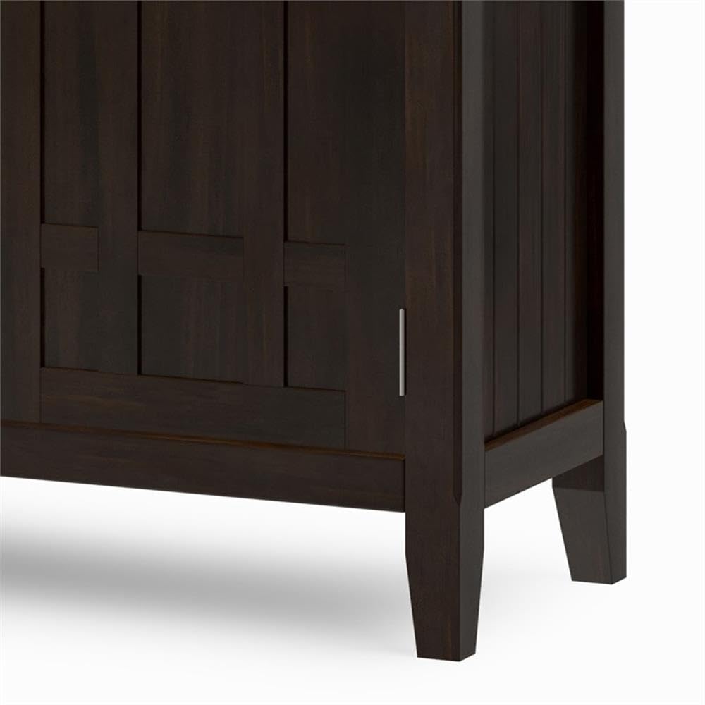 SIMPLIHOME Bedford 54" Wide Solid Wood 2-Door Buffet in Brunette Brown