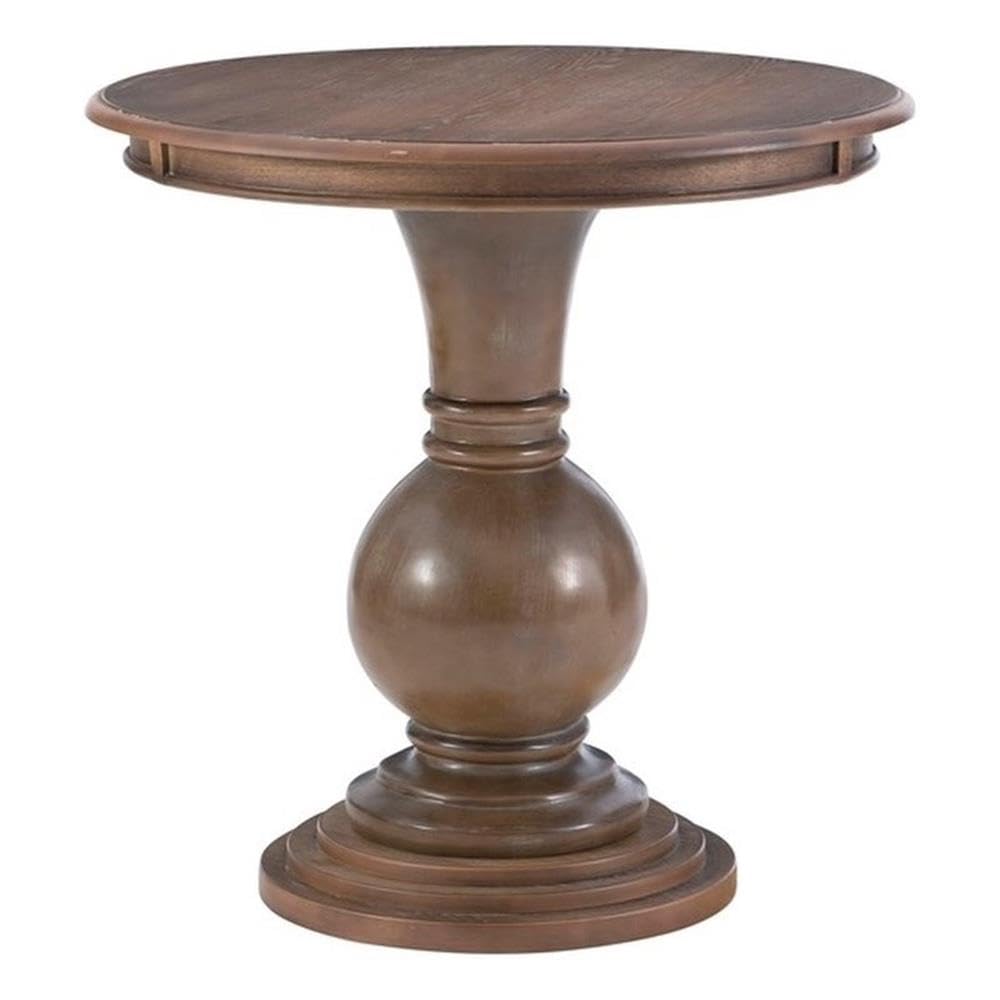 Round Pedestal Accent Table – Natural Finish