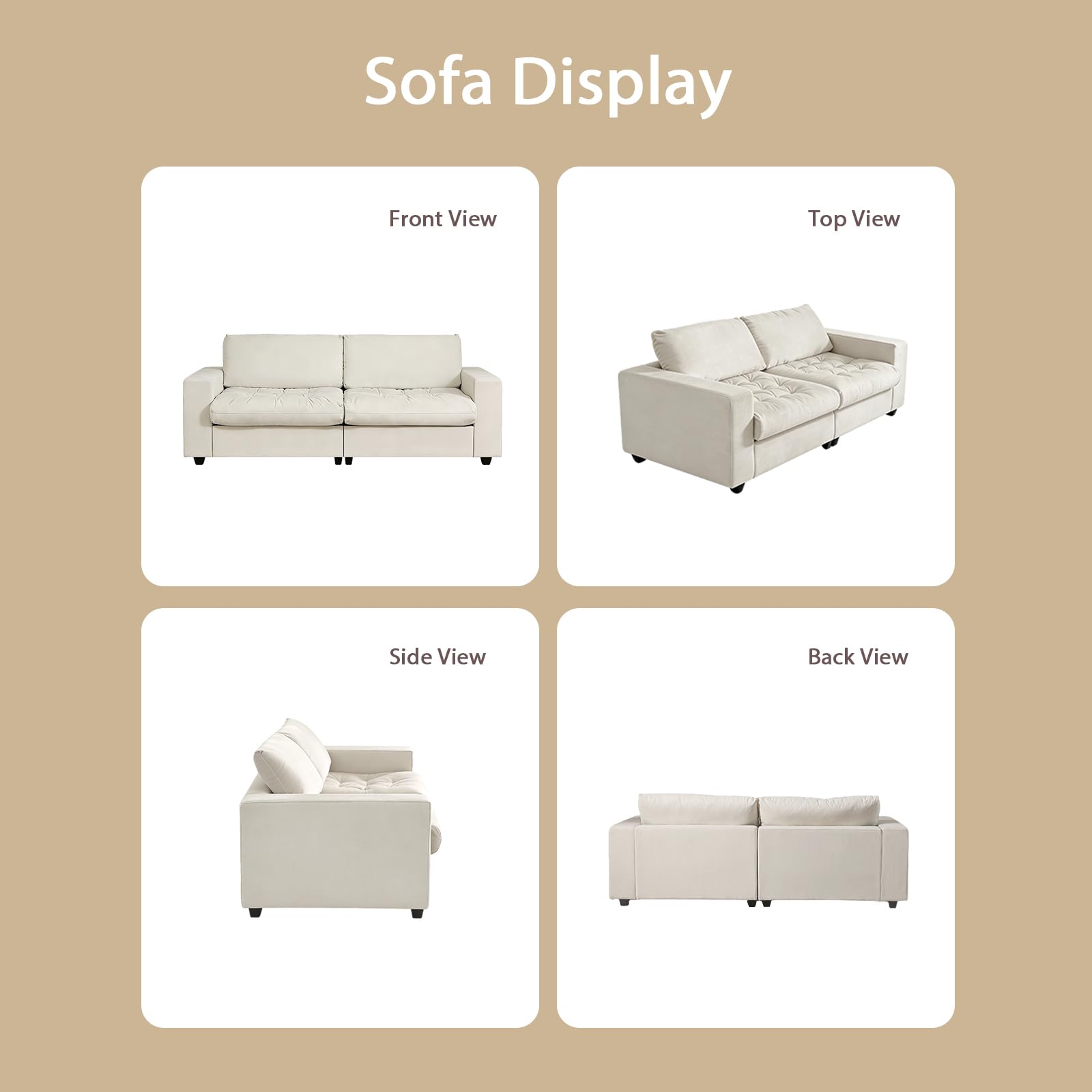 Orcalic 87'' Storage Sofa Couch, 3 Seater Sofa with Extra Deep Seats, Modern Couches for Living Room, Comfy Upholstered Space Saving Sofa with Washable Cushion Covers for Apartment, White