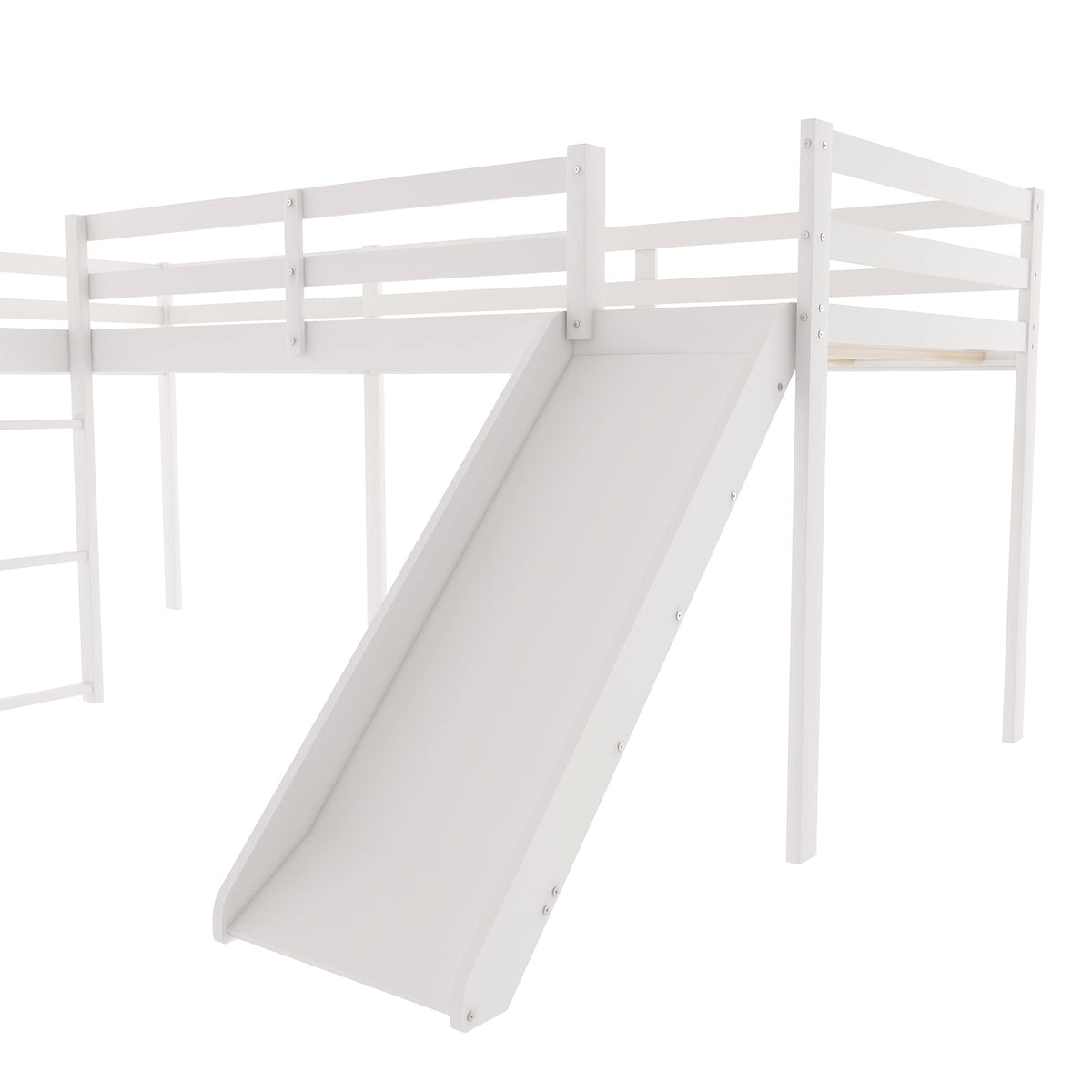 Twin L-Shaped Loft Bed with Slide
