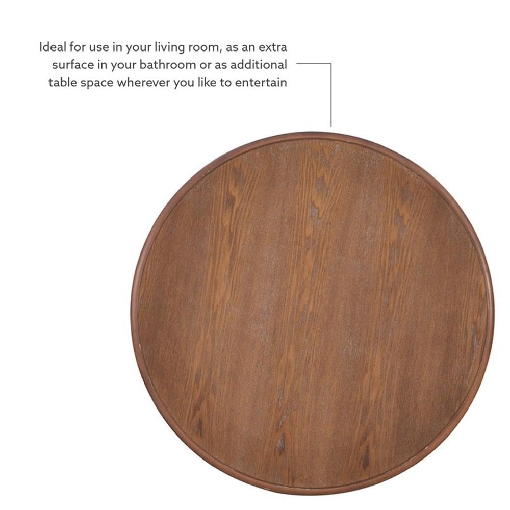 Round Pedestal Accent Table – Natural Finish