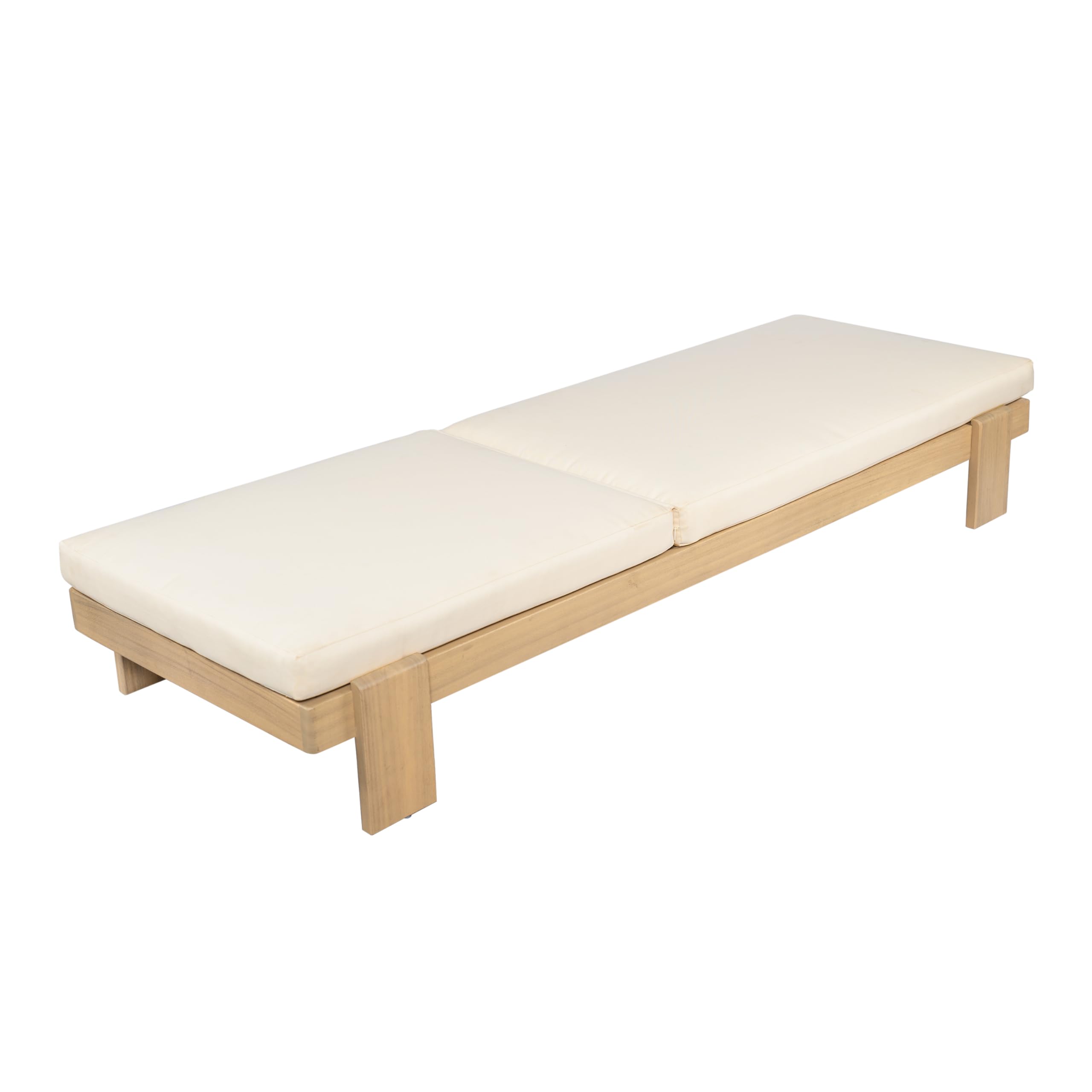 Acacia Wood Outdoor Chaise Lounge Set of 2 with Adjustable Backrest & Cushions
