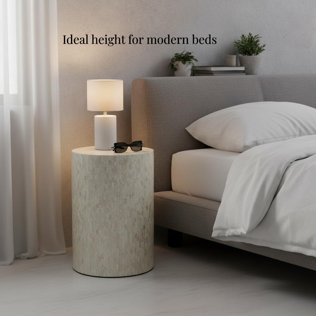 Mother of Pearl Drum Side Table