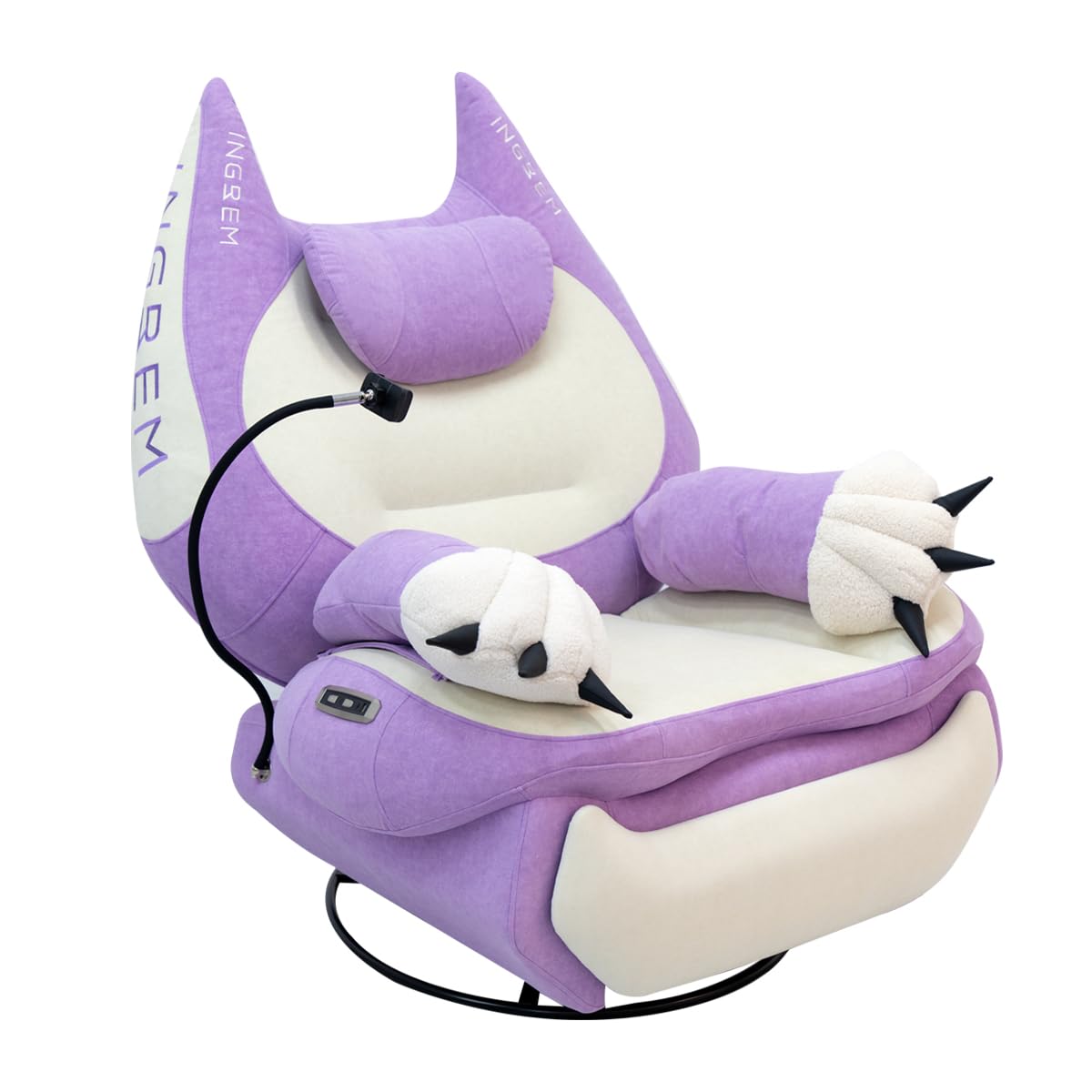 INGREM Smart Recliner with Adjustable Settings, Voice-Activated Home Theater Gaming Seat Rocker, Electric Lounge Chair Featuring USB Port ，Phone Holder and Cat Claw Armrest (Purple)