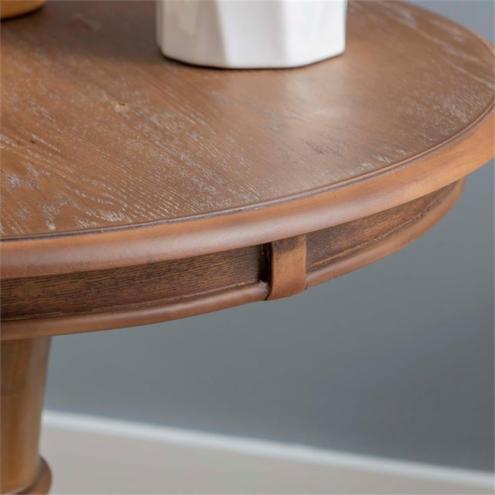 Round Pedestal Accent Table – Natural Finish