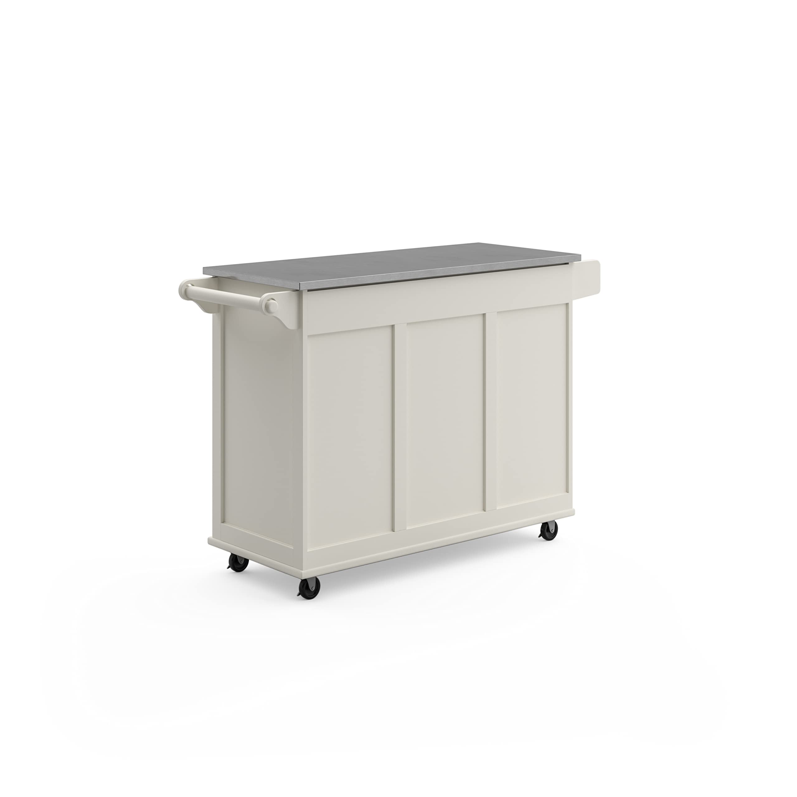 53.5" Kitchen Island Cart with Storage, Rolling Kitchen Cart on Wheels with Stainless Steel Top, Mobile Prep Station with Drawers, Cabinets, Adjustable Shelves & Towel Rack, Solid Wood, Off White