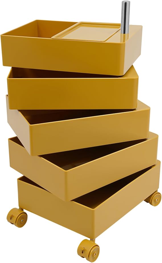 5-Tier Rolling Storage Cabinet with 360° Rotating Drawers