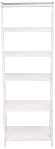 5-Tier Ladder Bookshelf, Rubberwood, White