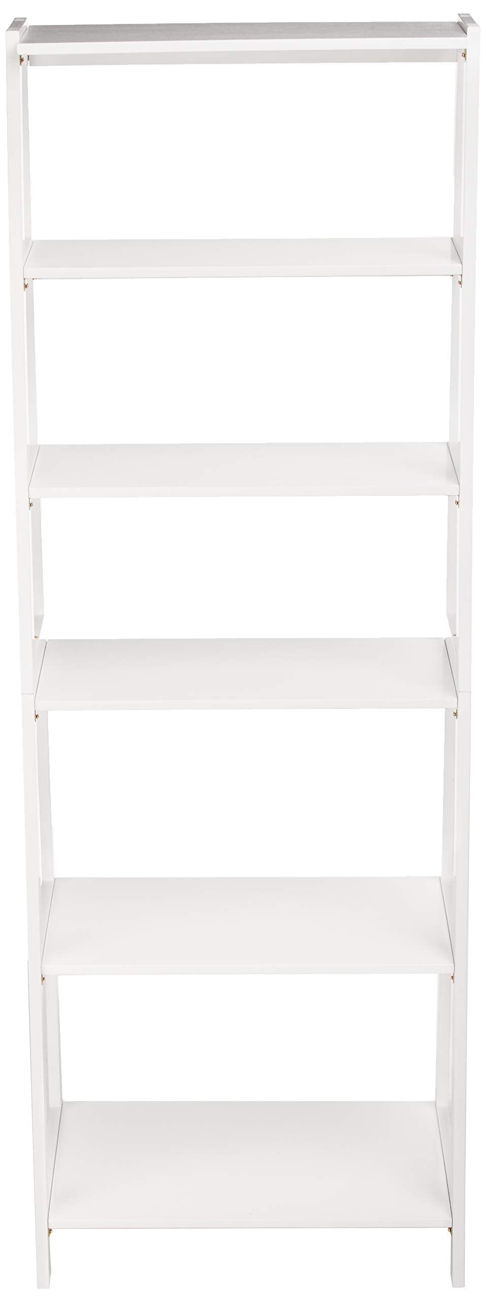 5-Tier Ladder Bookshelf, Rubberwood, White