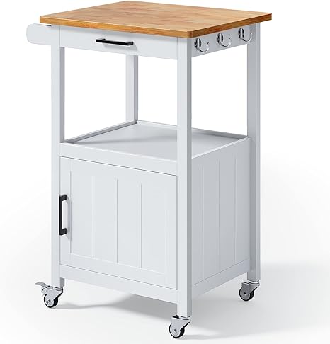 Rolling Kitchen Island Cart with Drawer & Storage Cabinet