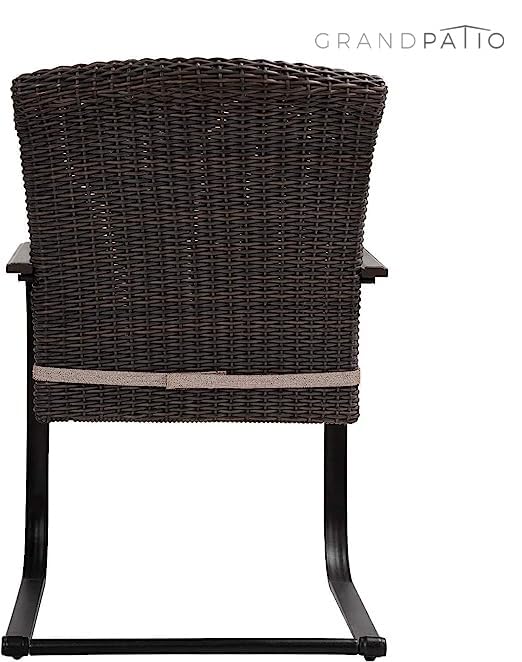 Grand patio 3 Pieces Bistro Set, Outdoor Wicker Table Set, Rocking Wicker Chairs with Removable Cushions and Small Coffee Table, Patio Furniture Sets for Balcony, Porch, Beige