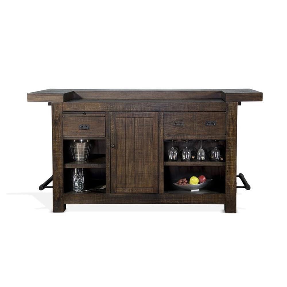 Transitional Wood Hutch, Buffet & Bar Unit 2-Piece Set