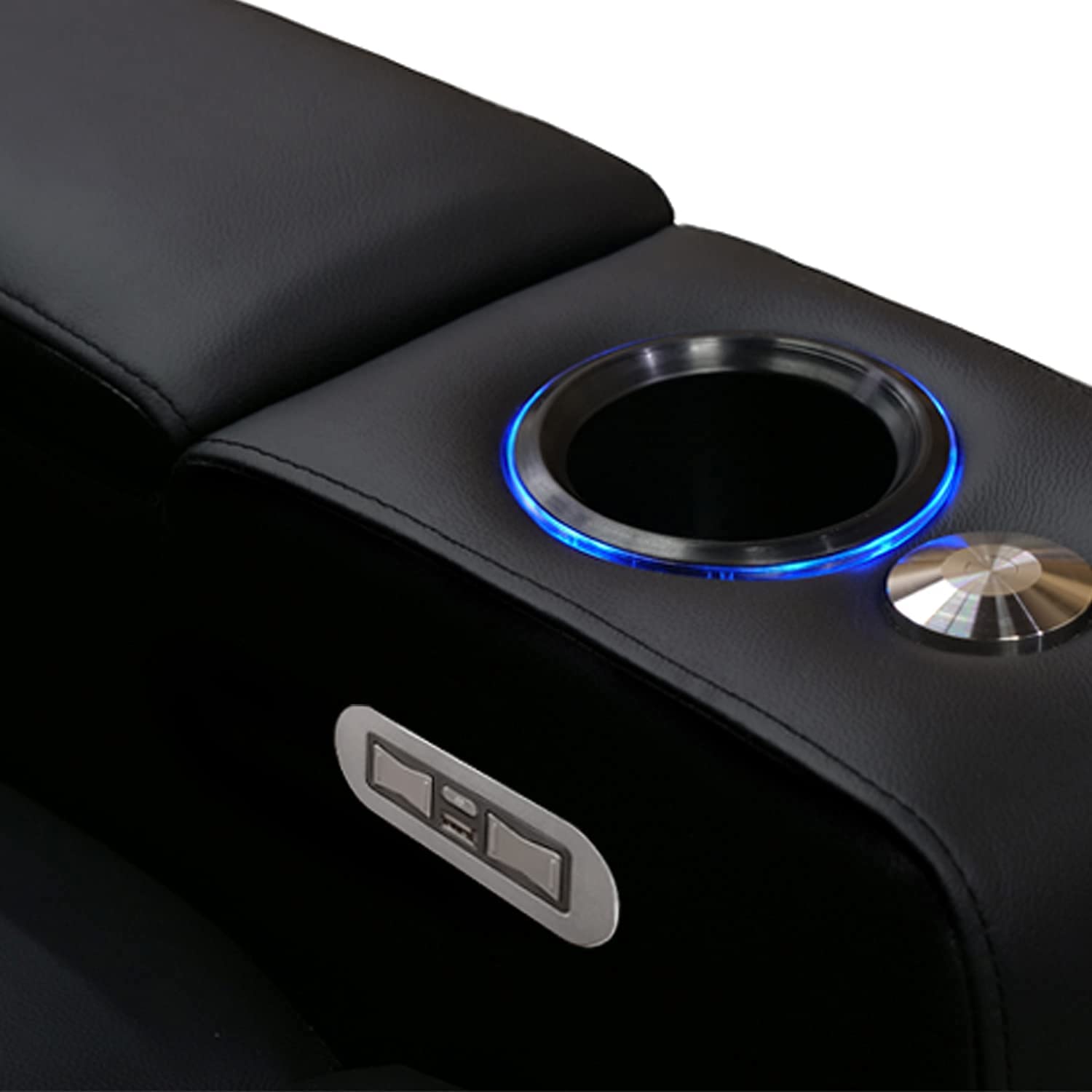 Power Recliner Home Theater Seat – Leather with LED & USB