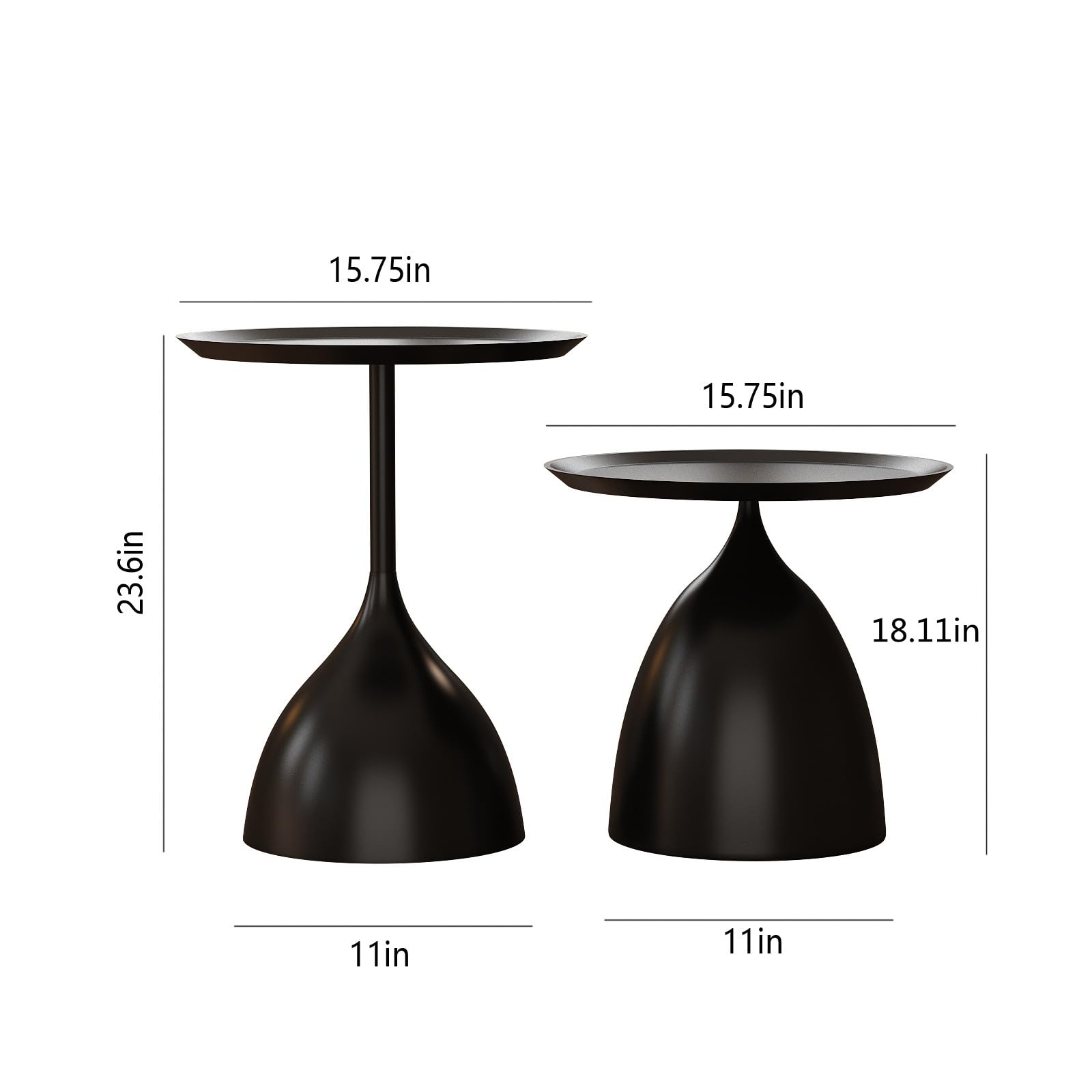 Round Metal Nesting End Tables Set of 2
