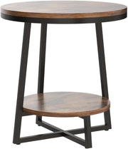 2-Tier Round Industrial Side Table