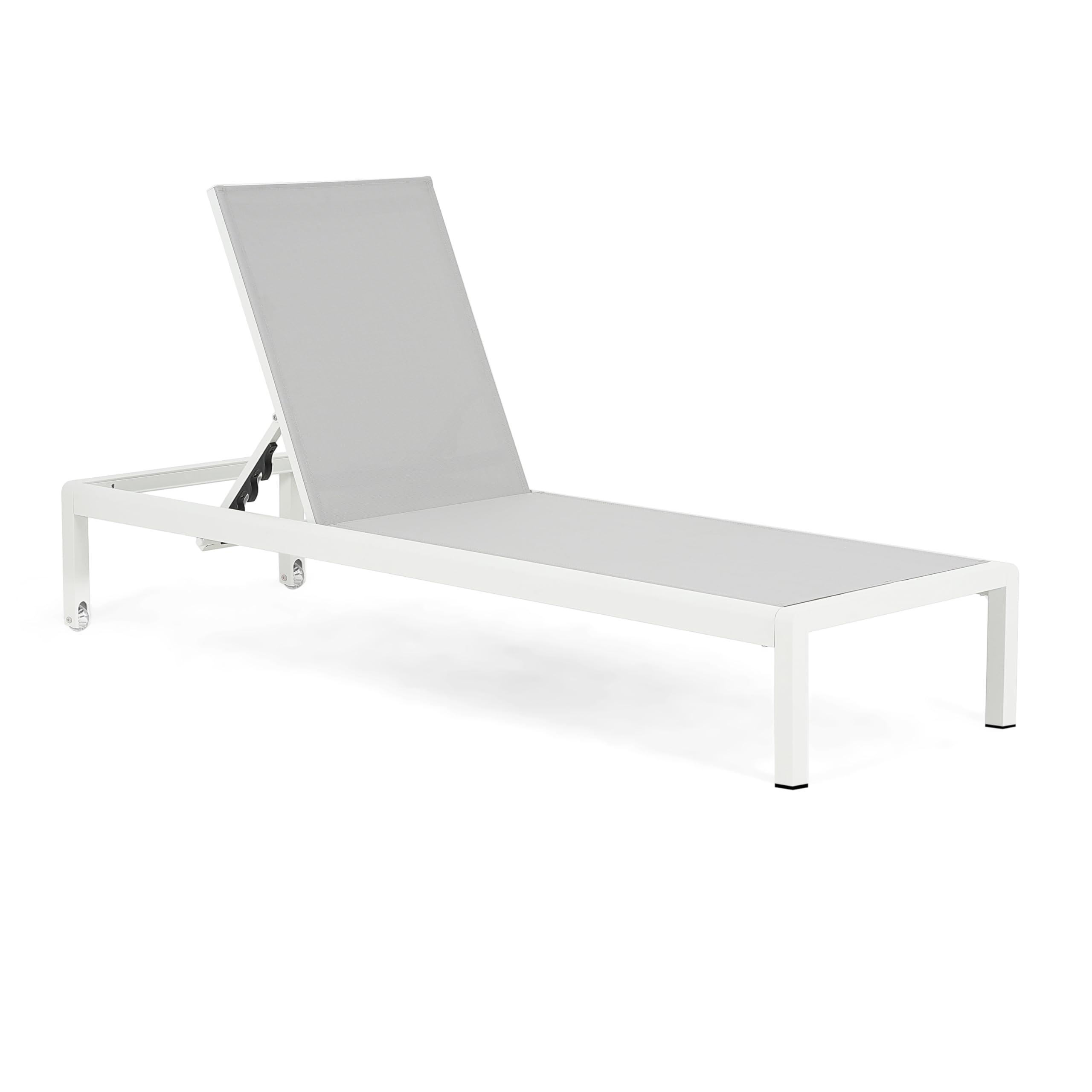 Christopher Knight Home Set of 2 Berton Outdoor Mesh Seat Chaise Lounge Chairs, Patio Adjustable Aluminum Frame Single Lounge Sofa, Poolside/Garden/Backyard Seating, All-Weather Furntiure, Gray+White