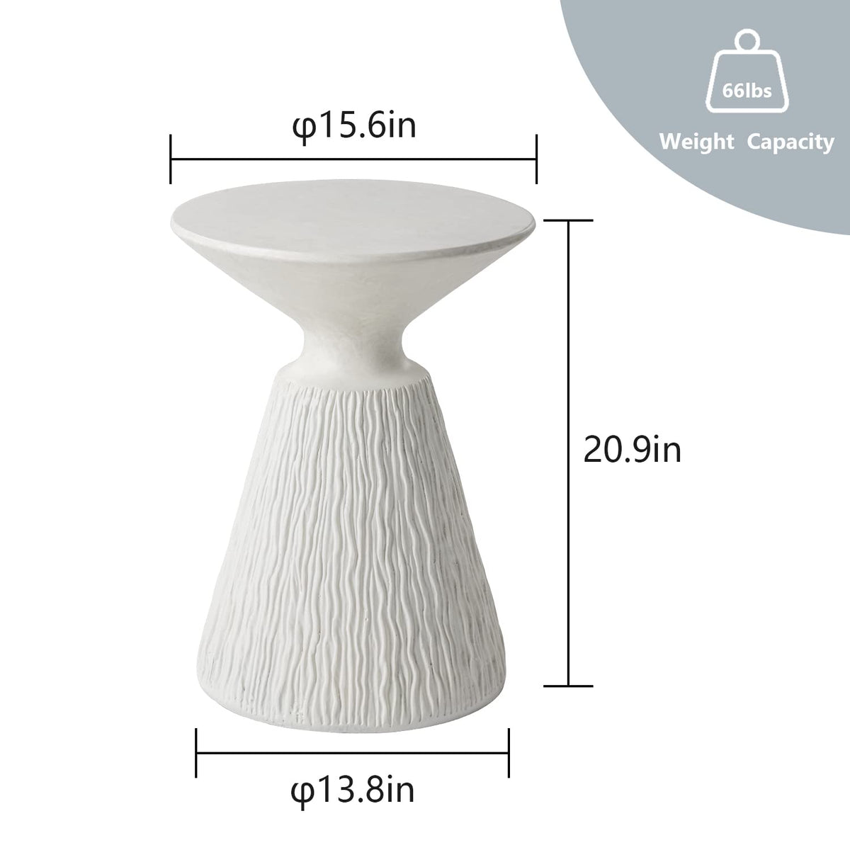 COSIEST Mushroom MgO Concrete Side Table, Weatherproof Patio End Table