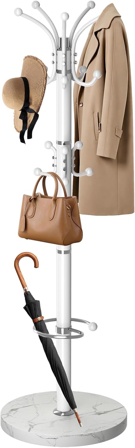 Solid Wood Coat Rack with 14 Hooks