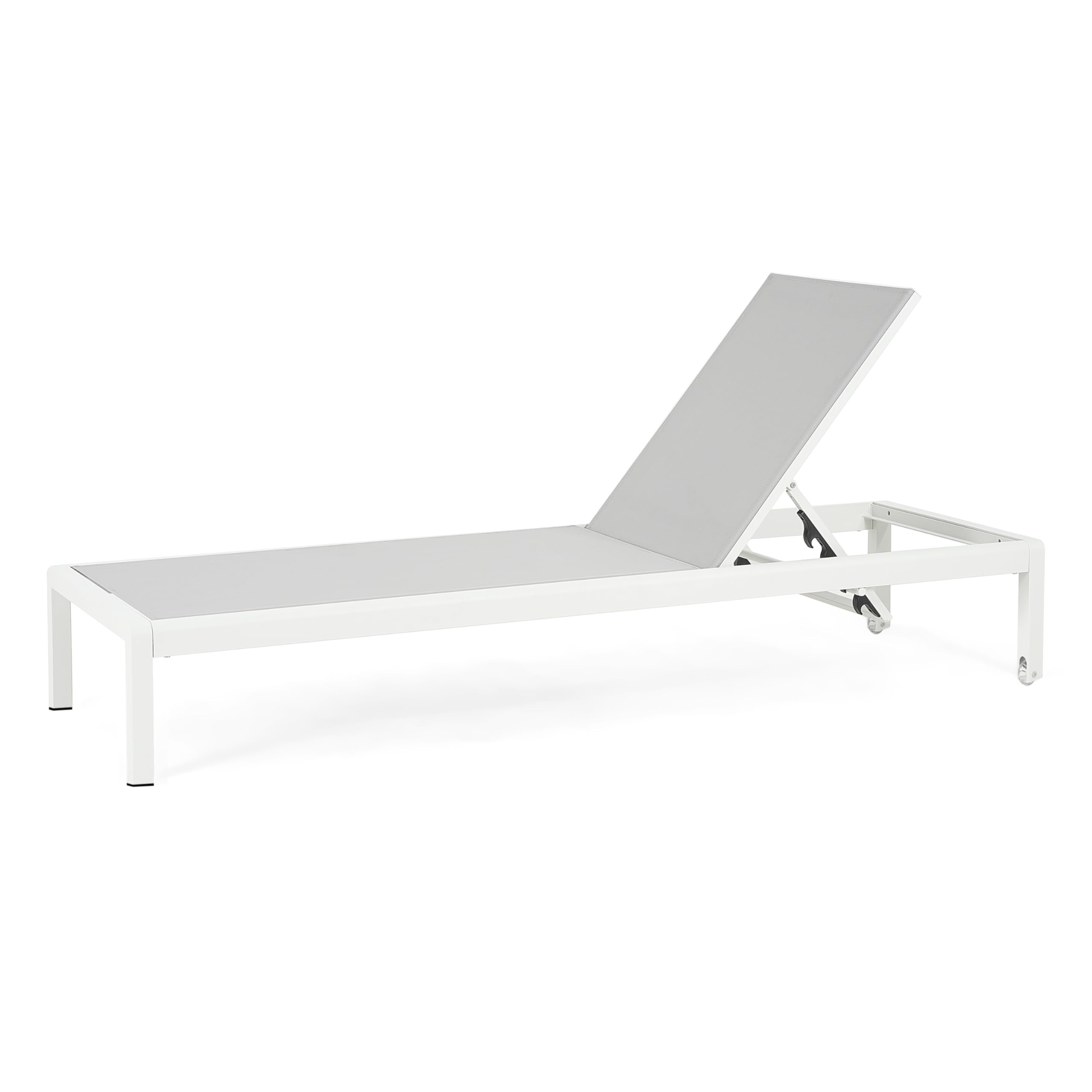 Christopher Knight Home Set of 2 Berton Outdoor Mesh Seat Chaise Lounge Chairs, Patio Adjustable Aluminum Frame Single Lounge Sofa, Poolside/Garden/Backyard Seating, All-Weather Furntiure, Gray+White