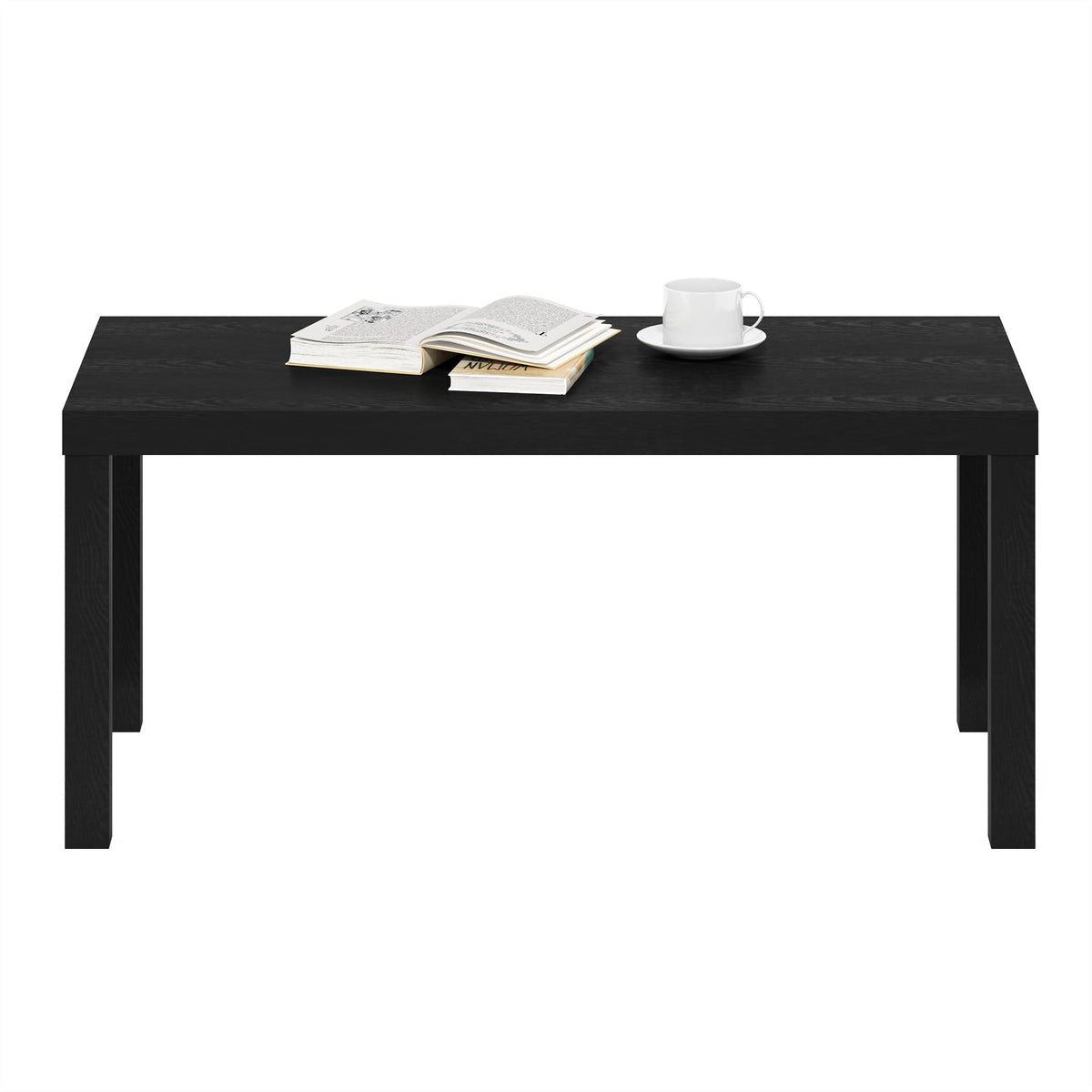 Furinno Classic 2-Piece Black End & Coffee Tables Set, Square 20" End Table and 38" Rectangular Coffee Table