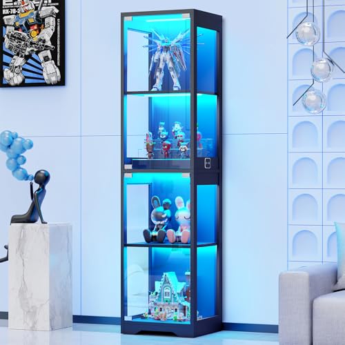 Glass Display Cabinet with LED Lights & Motion Sensor