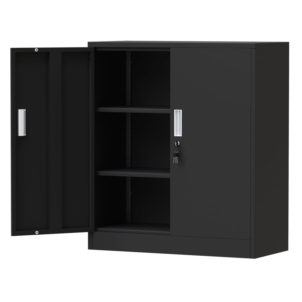 iJINGUR Metal Storage Cabinet with Locking Doors, 36.22" H, Black