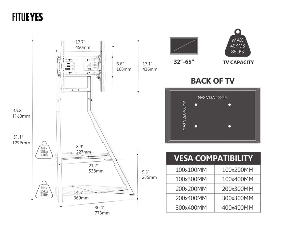 Corner TV Stand with Mount & Swivel for 32–65" TVs