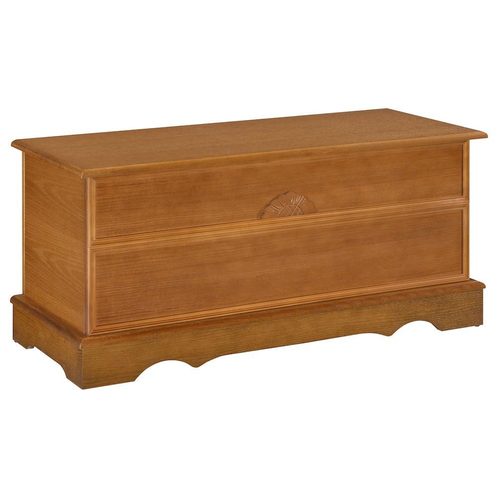 Furnifact Honey 40 Inch Wide Wooden Storage Trunk with Spacious Interior - Decorative Blanket Chest and Hope Chest for Bedroom, Entryway or Living Room