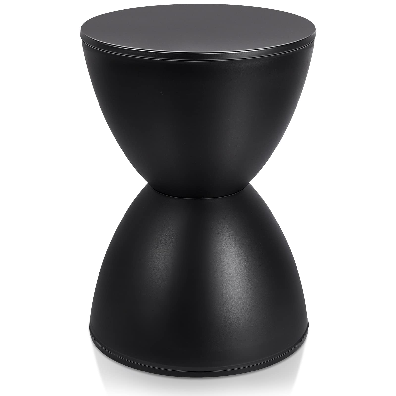 Black Hourglass Drum Side Table
