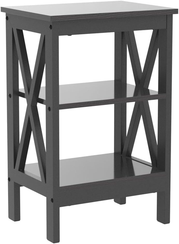 Nightstand End Table Set of 2 with Storage Shelf, X-Design