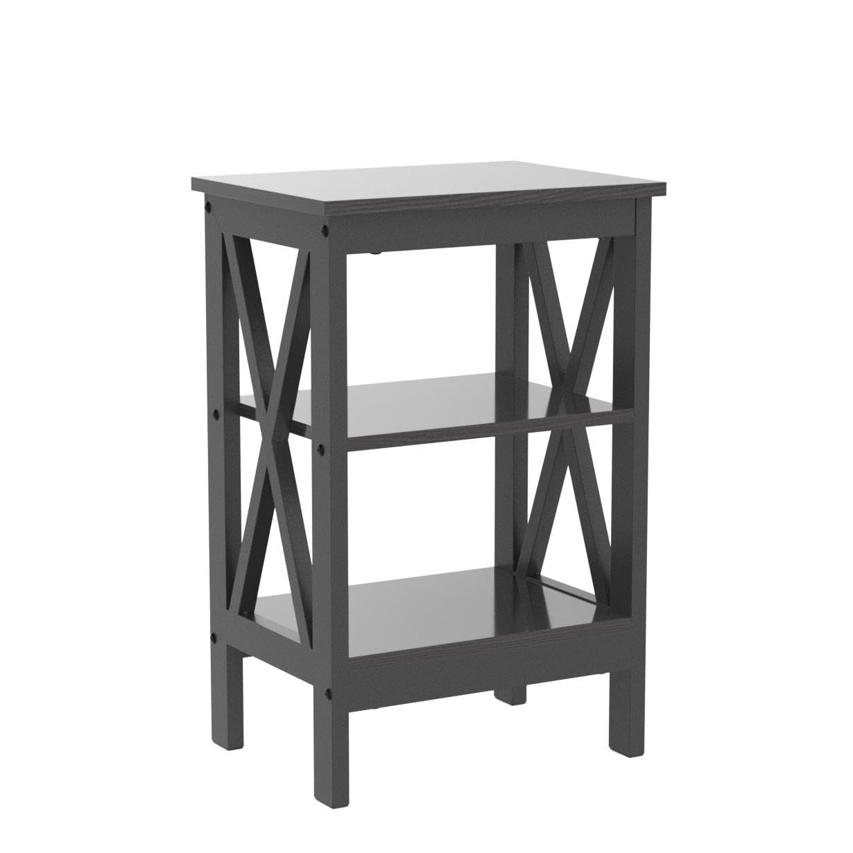 Nightstand End Table Set of 2 with Storage Shelf, X-Design