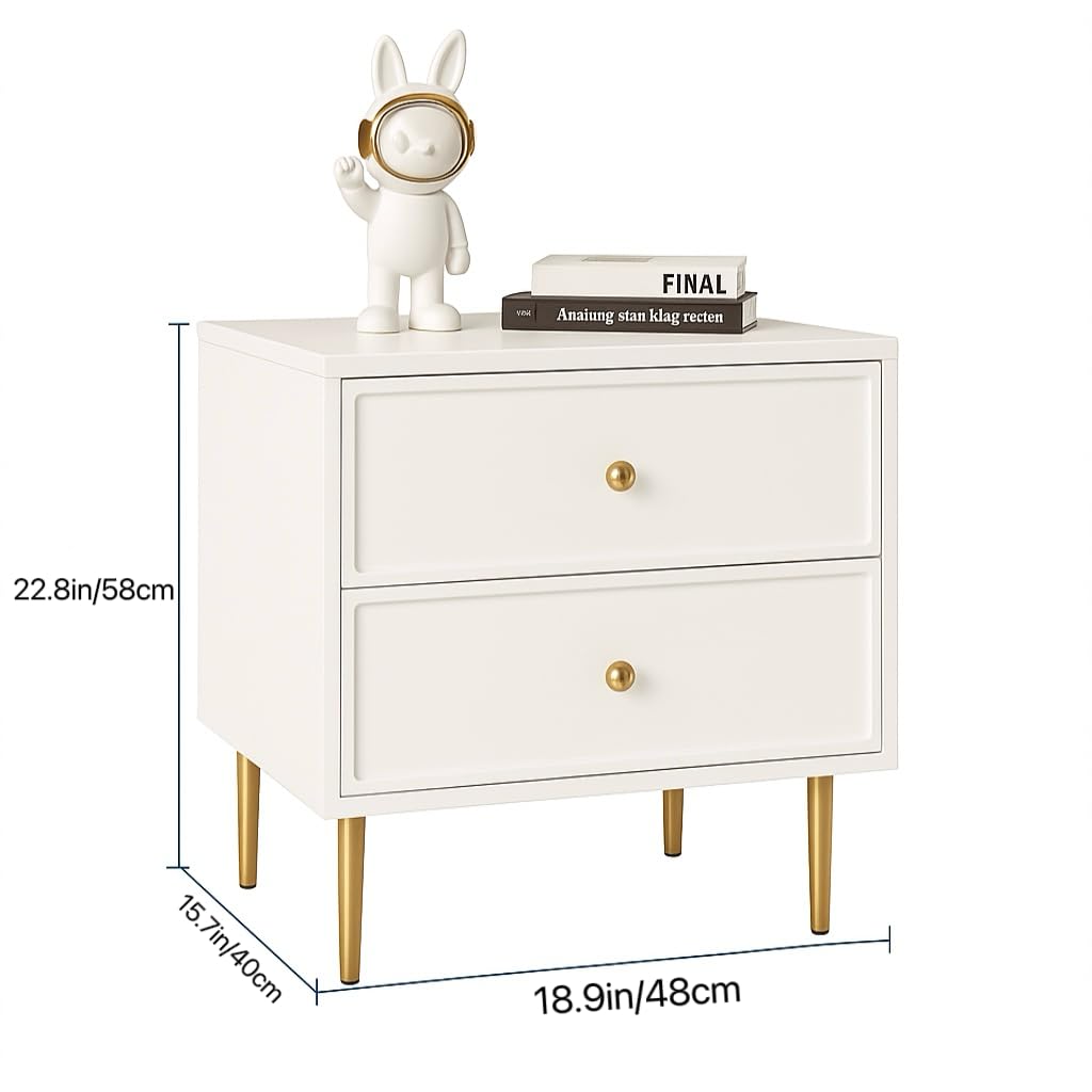 White 2-Drawer Nightstand