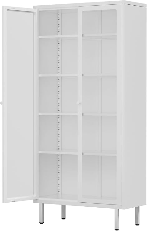 Metal & Glass Display Cabinet with Adjustable Shelves