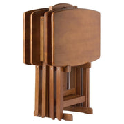 Teak Folding TV Tray Set with Stand