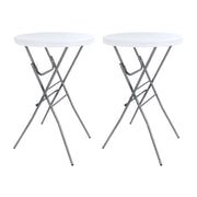 Byliable Cocktail Table 28in Folding Round High Top Indoor Outdoor with Removable Legs, Tall Bistro Foldable Bar Height Table for Parties, Patio, Backyard, Dining, Wedding, White- 2PCS