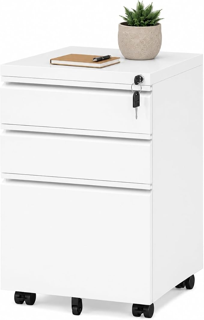 3-Drawer Locking Mobile File Cabinet