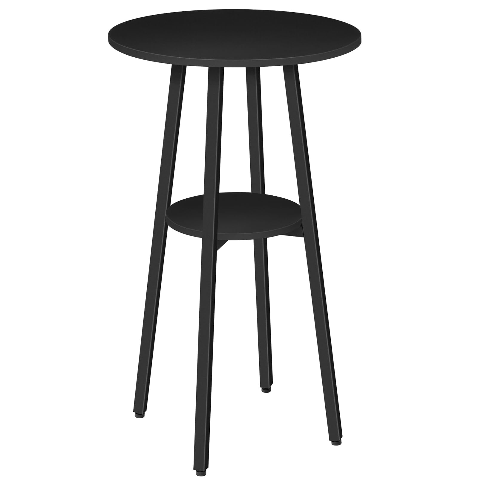HOOBRO Bar Table, Round Pub Table, 2-Tier Bistro Table with Storage, 37.4" High for Small Spaces, with Top Particleboard for Kitchen, Easy to Assemble, Black BB55BT01
