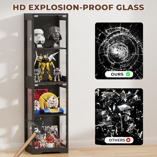 Glass Display Cabinet with LED Lights & Motion Sensor