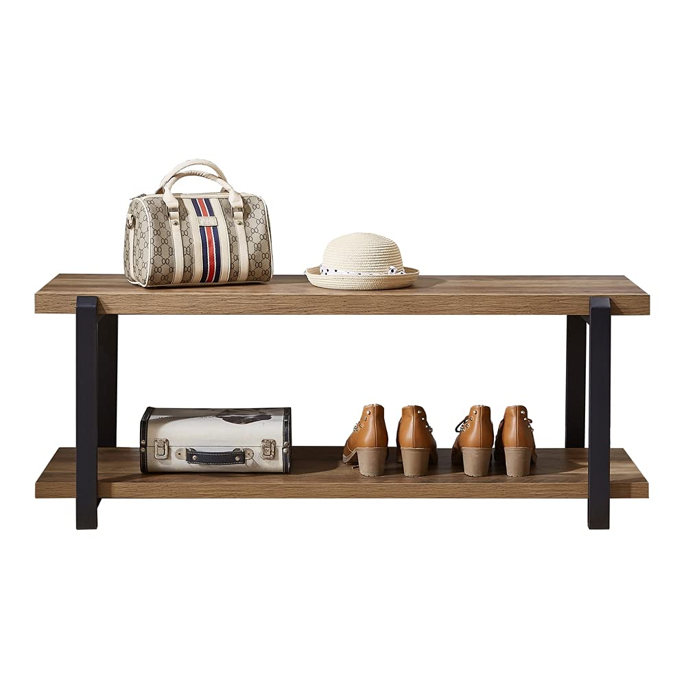 Industrial Oak Entryway Bench