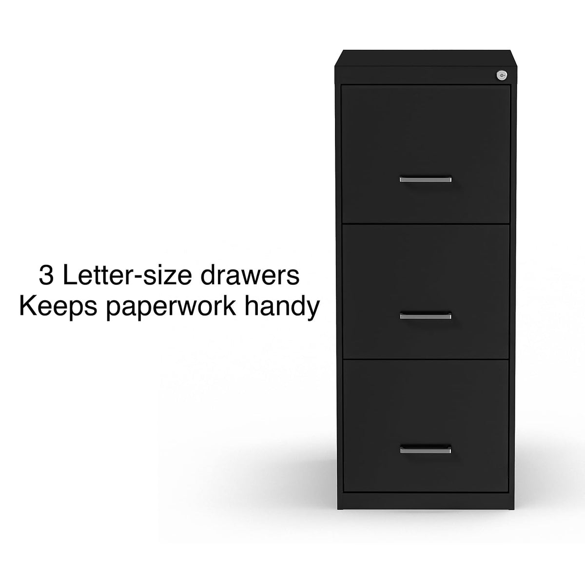 Staples Vertical File Cabinet, 3-Drawer, Letter/Legal, Locking, Black