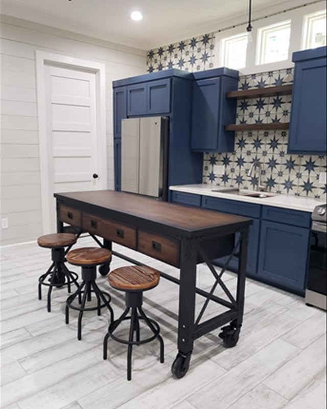Industrial Bar Table & 2 Swivel Stools Set